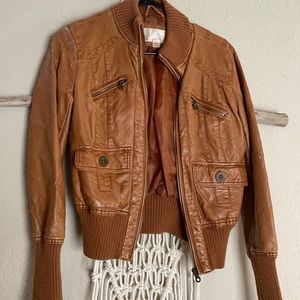 Faux Leather Bomber Jacket